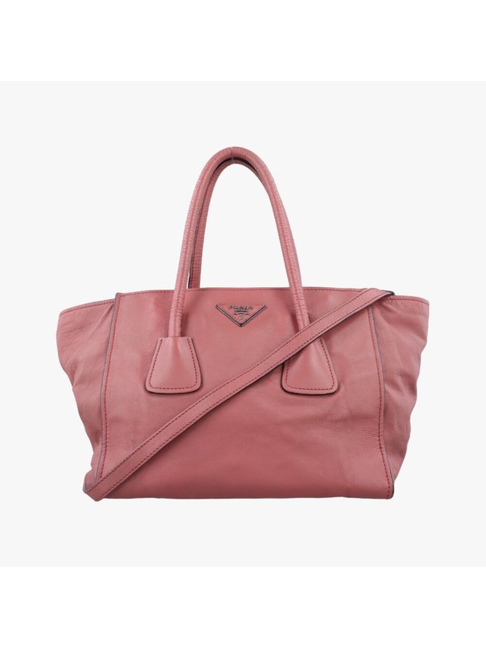 Prada Twin Pocket Wing Tote Bag Pink Leather